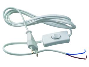 Profile aansluitsnoer met schakelaar en stekker 2m 2x0,75 mm² wit