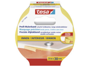 Tesa afplaktape binnen 25m x 38mm geel
