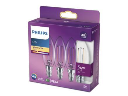 Philips ampoule LED flamme filament E14 2W 3 pièces 1