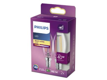 Philips ampoule LED flamme filament E14 4,3W 2 pièces 1