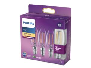 Philips ampoule LED flamme filament E14 4,3W 3 pièces