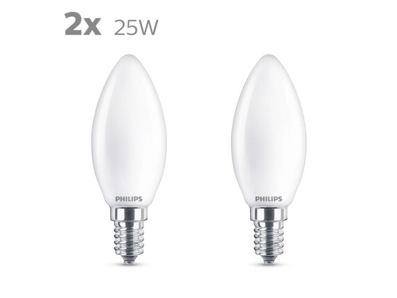 Philips ampoule LED flamme mat E14 2,2W 2 pièces