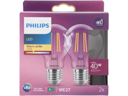 Philips ampoule LED poire E27 4,3W 2 pièces 1