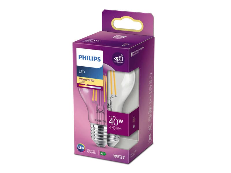 Philips ampoule LED poire filament E27 4,3W