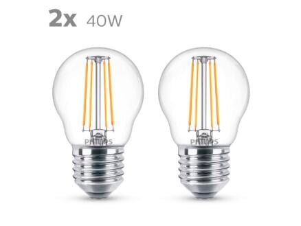 Philips ampoule LED sphérique filament E27 4,3W 2 pièces 1