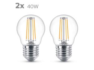 Philips ampoule LED sphérique filament E27 4,3W 2 pièces