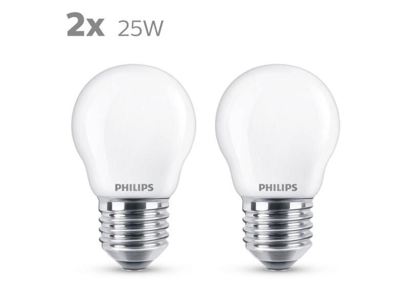 Philips ampoule LED sphérique mat E27 2,2W 2 pièces