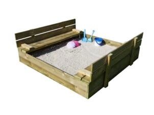 BnB Wood bac à sable Bac à sable avec bancs et couvercle 120×120 cm