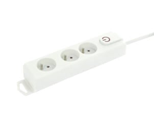 Profile bloc multiprise 3x avec interrupteur + câble 1,5m blanc