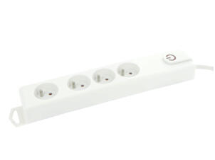 Profile bloc multiprise 4x avec interrupteur + câble 3m blanc