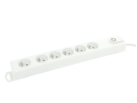 bloc multiprise 6x avec interrupteur et câble 1,5m blanc