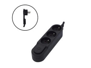 Chacon bloc multiprise design prise plate 3x avec interrupteur et câble 1,5m noir