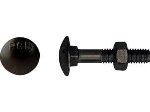 Pgb-fasteners boulon à bois avec écrou DIN603 M6 30mm noir 6 pièces