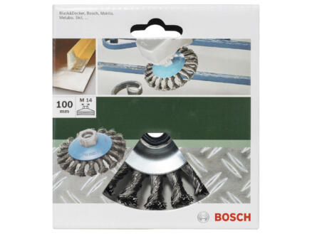 Bosch brosse conique à fils torsadés 100mm M14 acier
