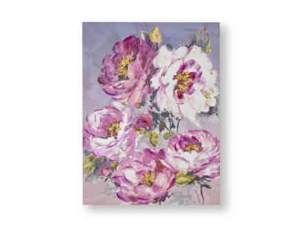 Art for the Home canvasdoek handgeschilderd 60x80 cm bloem roze 1