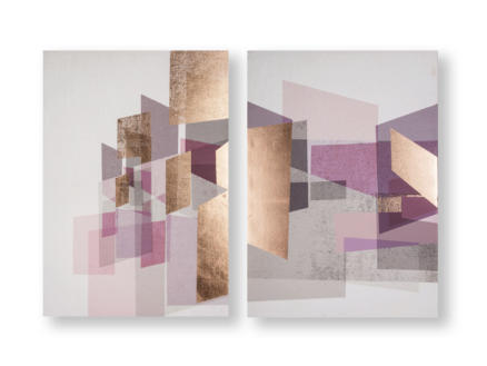 Art for the Home canvasdoek set 100x70 cm abstract rosé 2 stuks 1
