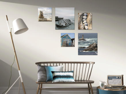 Art for the Home canvasdoek set 60x80 cm strand blauw 5 stuks