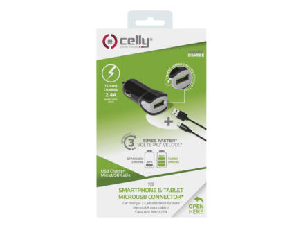 Celly chargeur Micro-USB pour voiture 2,4A 1