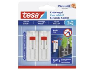 Tesa clou adhésif réglable pour carrelage en métal 6,3cm 3kg blanc 2 pièces