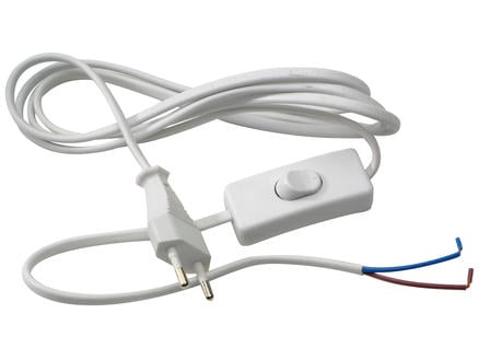 Profile cordon électrique avec fiche et interrupteur 2m 2x0,75 mm² blanc 1