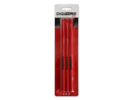 Diggers crayon de maçon 24cm rouge 3 pièces 1