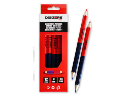 Diggers crayon de marquage 17,6cm bicolore rouge/bleu 12 pièces 1