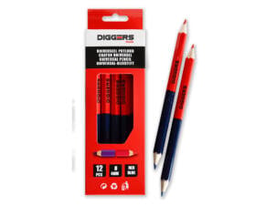 Diggers crayon de marquage 17,6cm bicolore rouge/bleu 12 pièces