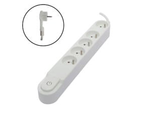 Chacon design stekkerdoos met platte stekker 5x met schakelaar en kabel 1,5m wit