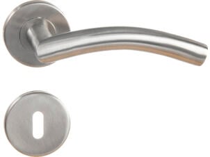 Linea Bertomani deurklinkset op rozet gebogen inox