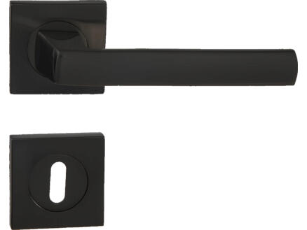 Linea Bertomani deurklinkset op rozet vierkant zwart 1