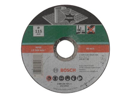 Bosch disque à tronçonner inox 115x1,6x22,23 mm plat 1