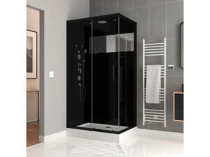 douchecabine rechthoek 80x110x215 cm black mirror