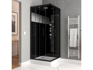douchecabine vierkant 90x90x215 cm black mirror