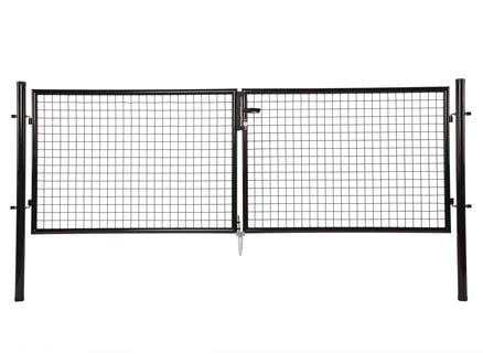 Giardino dubbele poort 300x100 cm zwart ronde palen 1