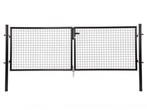Giardino dubbele poort 300x100 cm zwart ronde palen