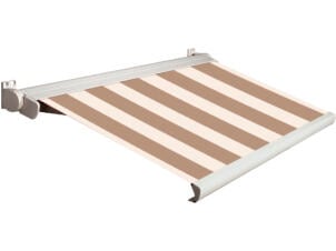 Domasol elektrische zonneluifel F20 400x300 cm + afstandsbediening bruin-wit smalle strepen met crèmewit frame