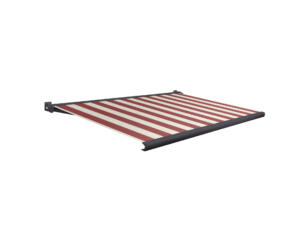 Domasol elektrische zonneluifel F20 450x300 cm + afstandsbediening rood-wit smalle strepen met antracietgrijs frame