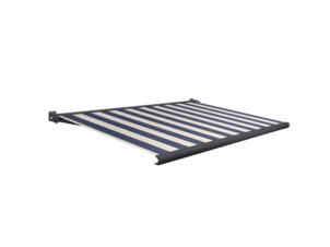 Domasol elektrische zonneluifel F20 500x300 cm + afstandsbediening blauw-wit smalle strepen met antracietgrijs frame