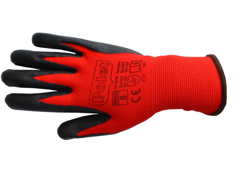 Polet gants de travail S nitrile rouge/noir
