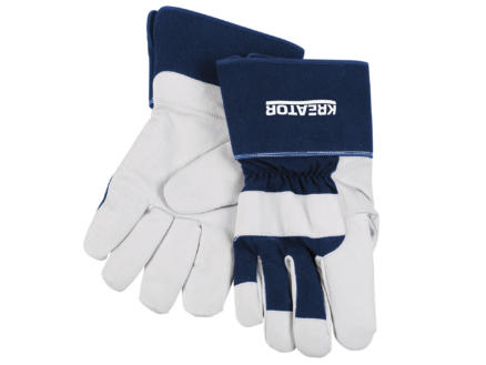 Kreator gants de travail XL cuir/spandex bleu et blanc 1