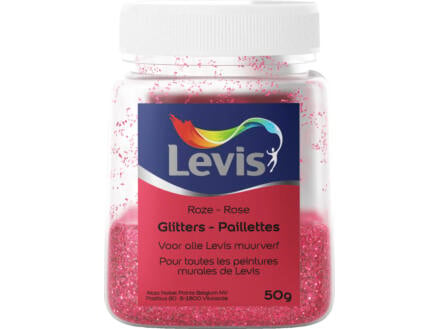 Levis glitters voor muurverf 50g roze 1