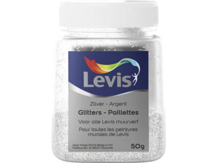 Levis glitters voor muurverf 50g zilver 1