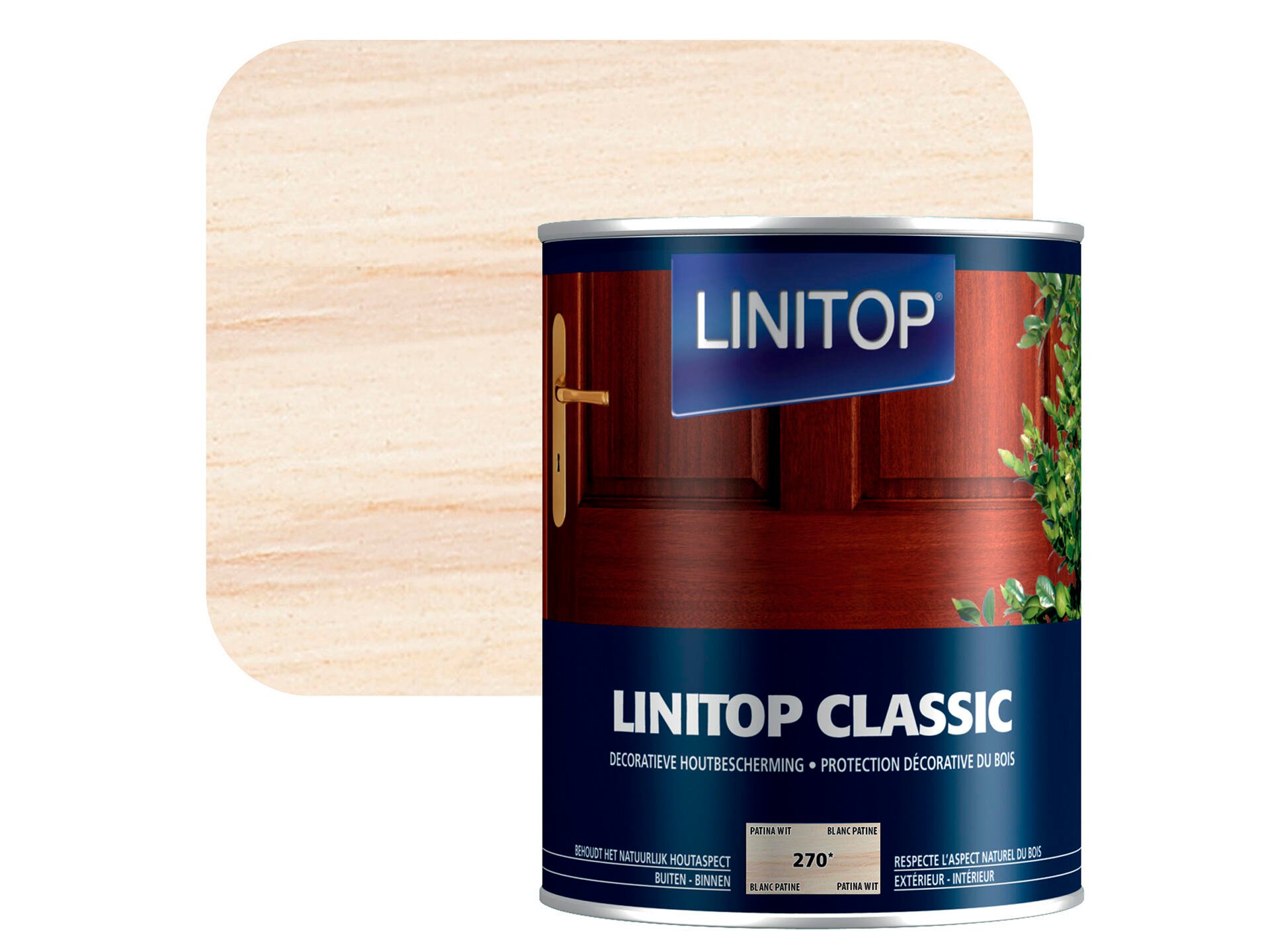 Linitop houtbeits 1l patina wit #270