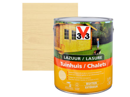 V33 houtbeits tuinhuis zijdeglans 2,5l kleurloos 1