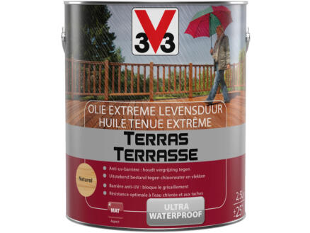 V33 huile terrasse tenue extrème mat 2,5l incolore 1
