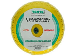 Mack kruiwagenwiel volle band 260mm kunststof velg geel