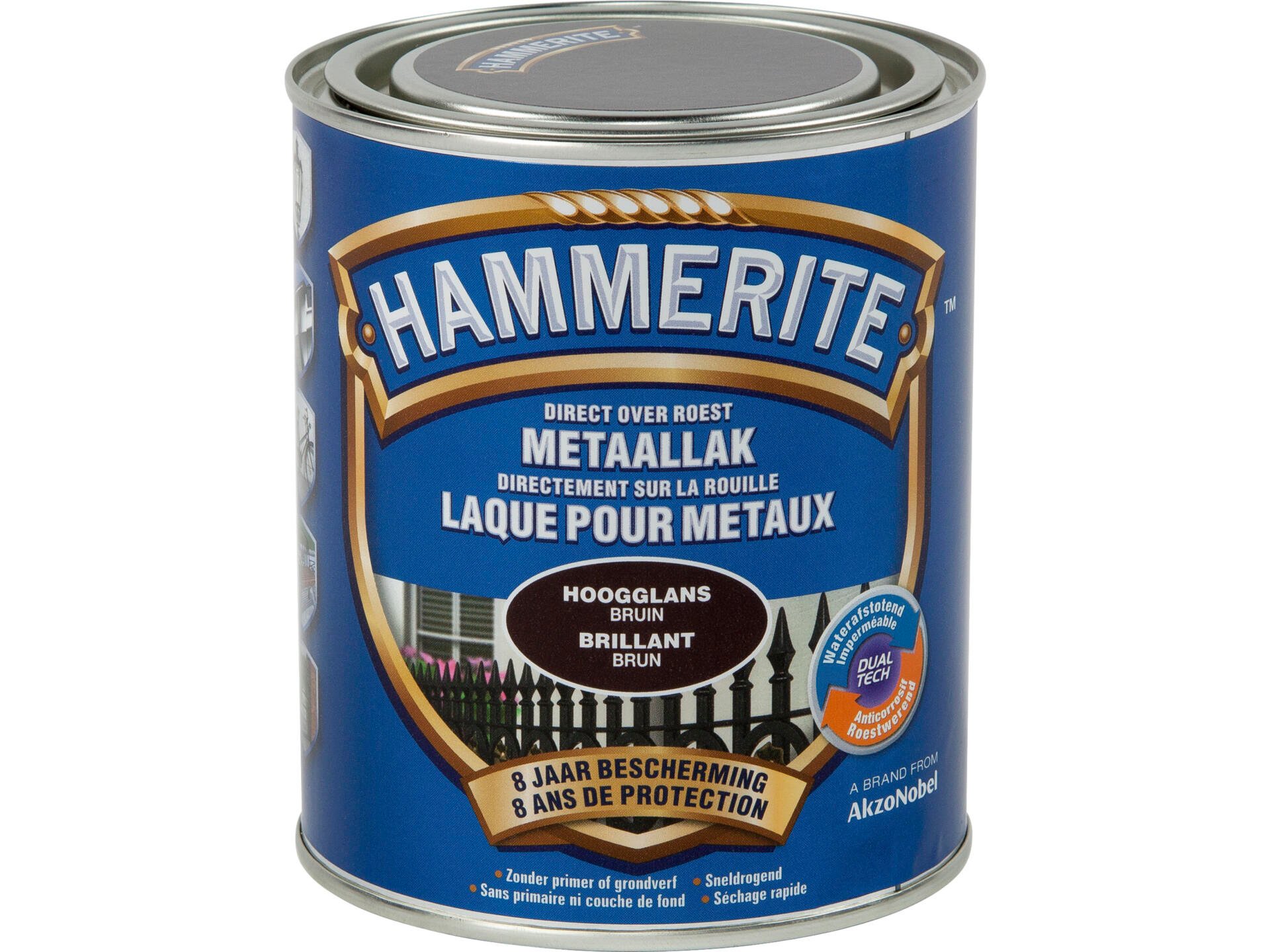 Hammerite laque pour métaux brillant 0,75l brun foncé