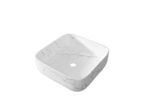 Aurlane lavabo carré 38x38x14 cm marbre blanc