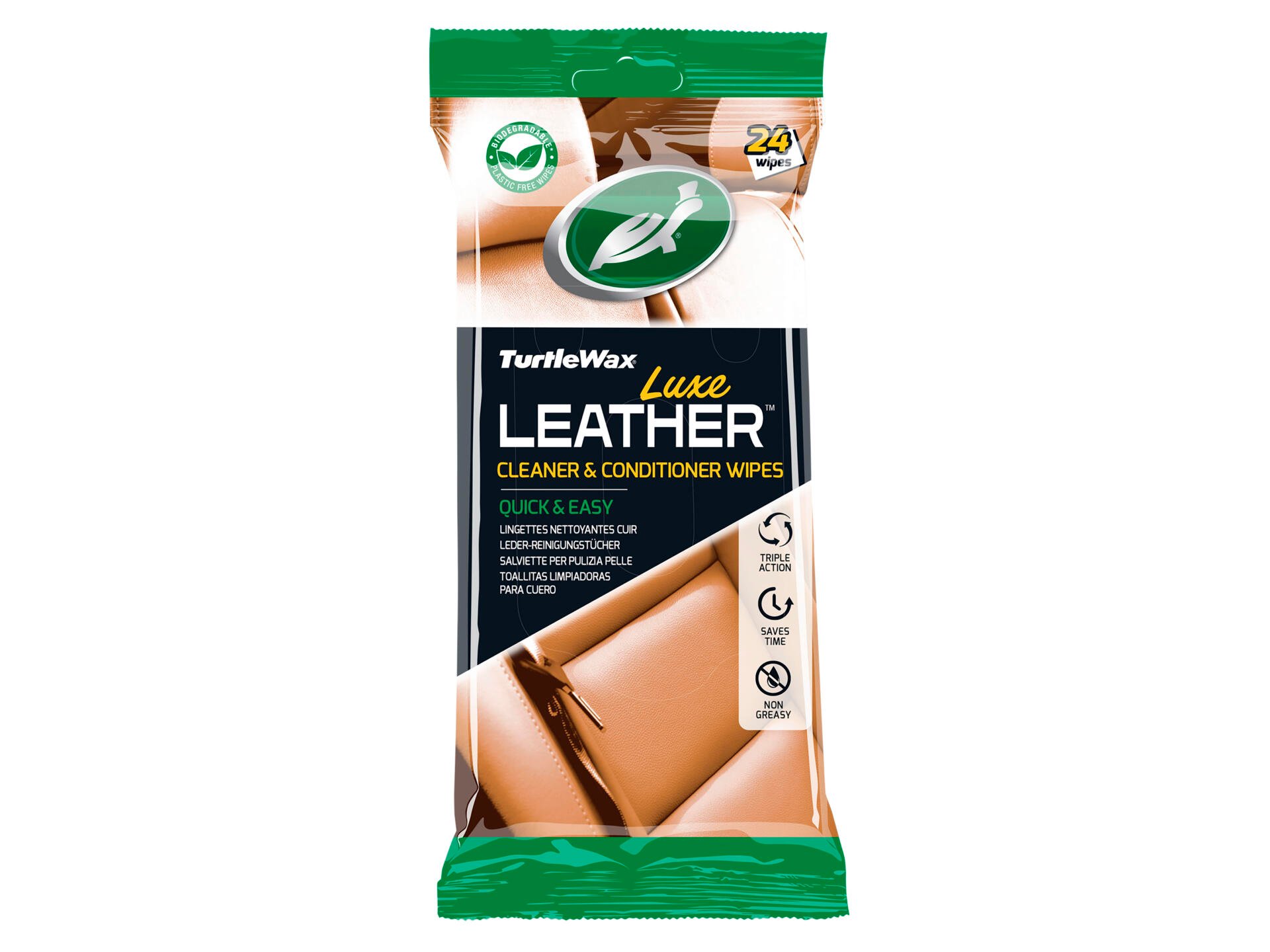 Turtle Wax lingettes nettoyantes Luxe Leather Cleaner &amp; Conditioner 24 pièces