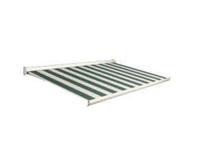 Domasol manuele zonneluifel F10 300x250 cm groen-wit smalle streep met crèmewit frame